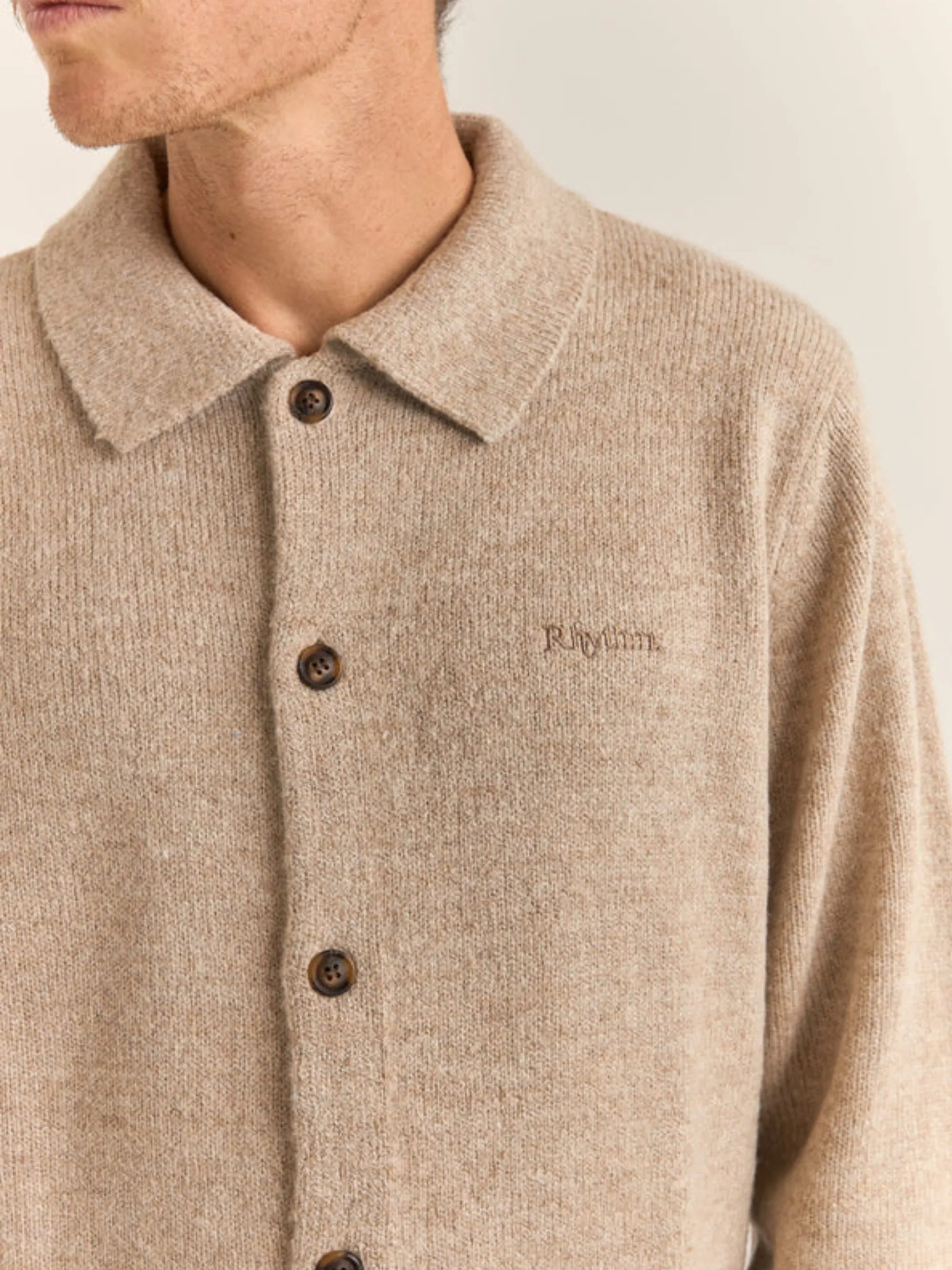 Rhythm Mohair Knit Button Up - Natural
