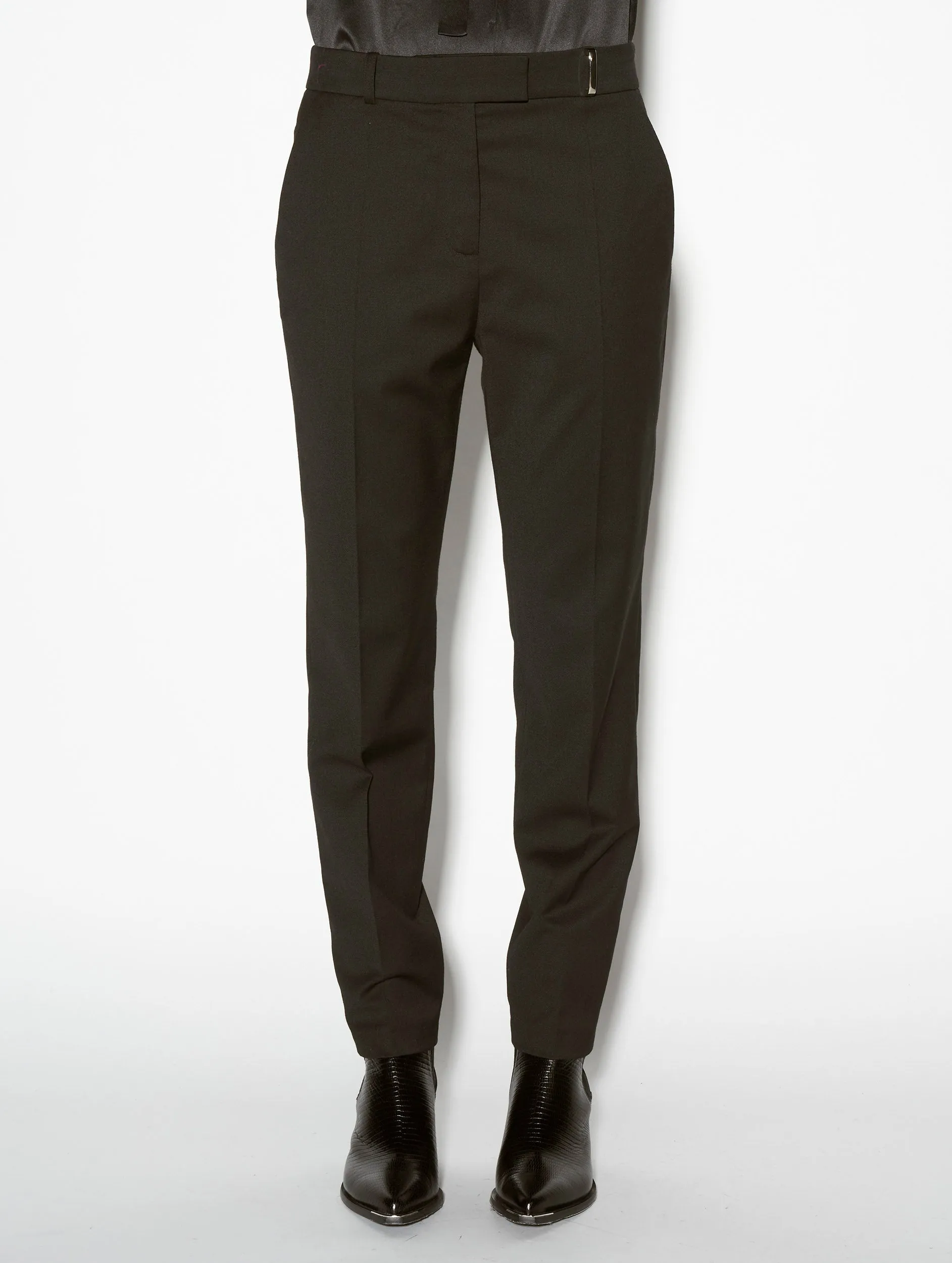 Roxy black wool gabardine suit trousers
