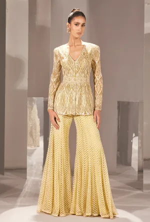 Sanem olive gold sharara set