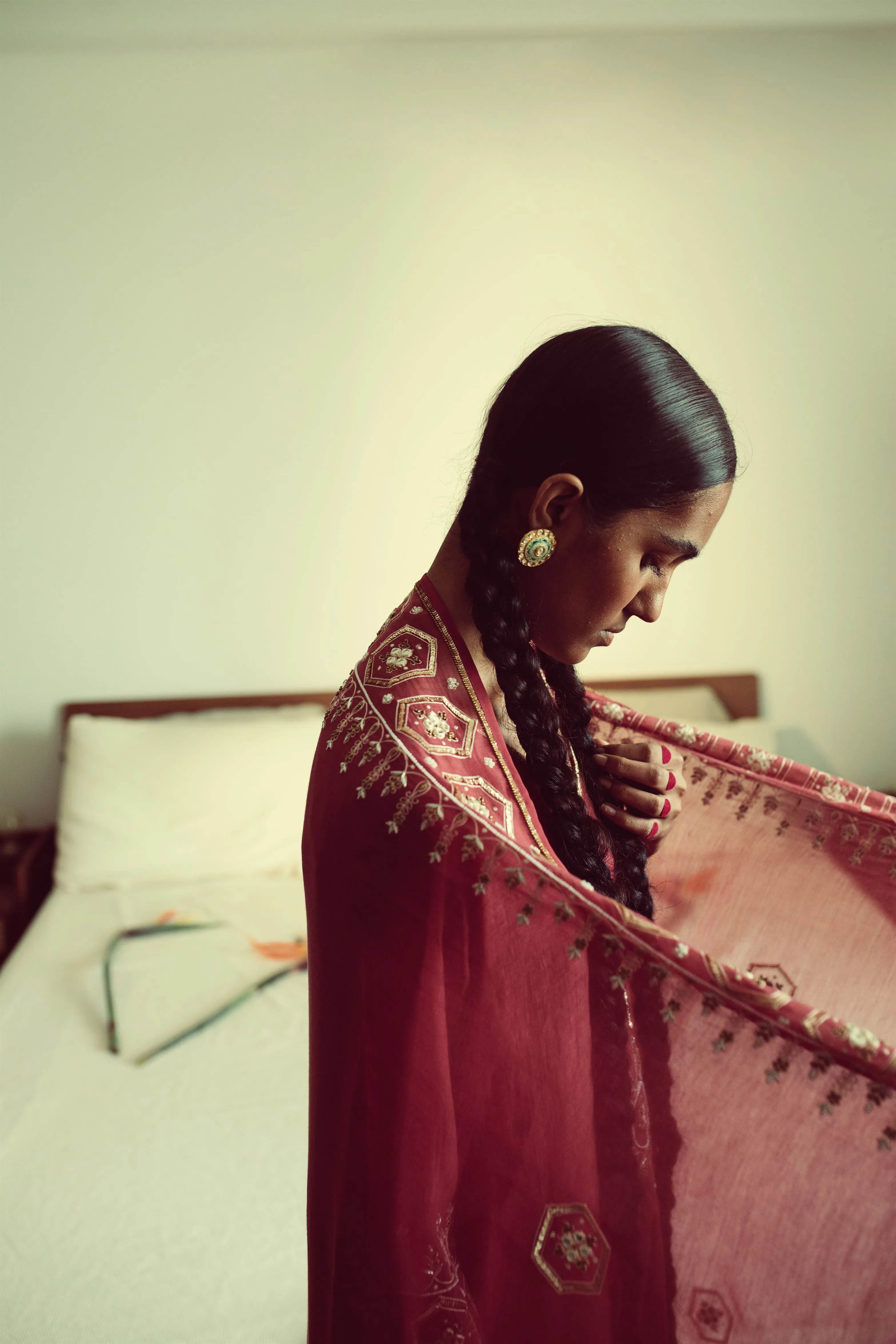 Sarang Kaur Lytton Park Watermelon Jaipuri Dupatta Chanderi silk Chandni SK01313