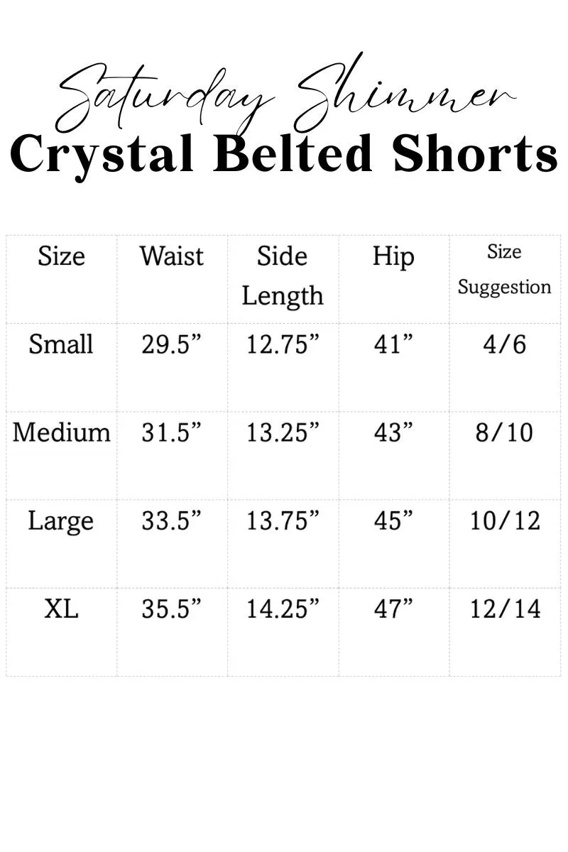 Saturday Shimmer Black Crystal Belted Shorts