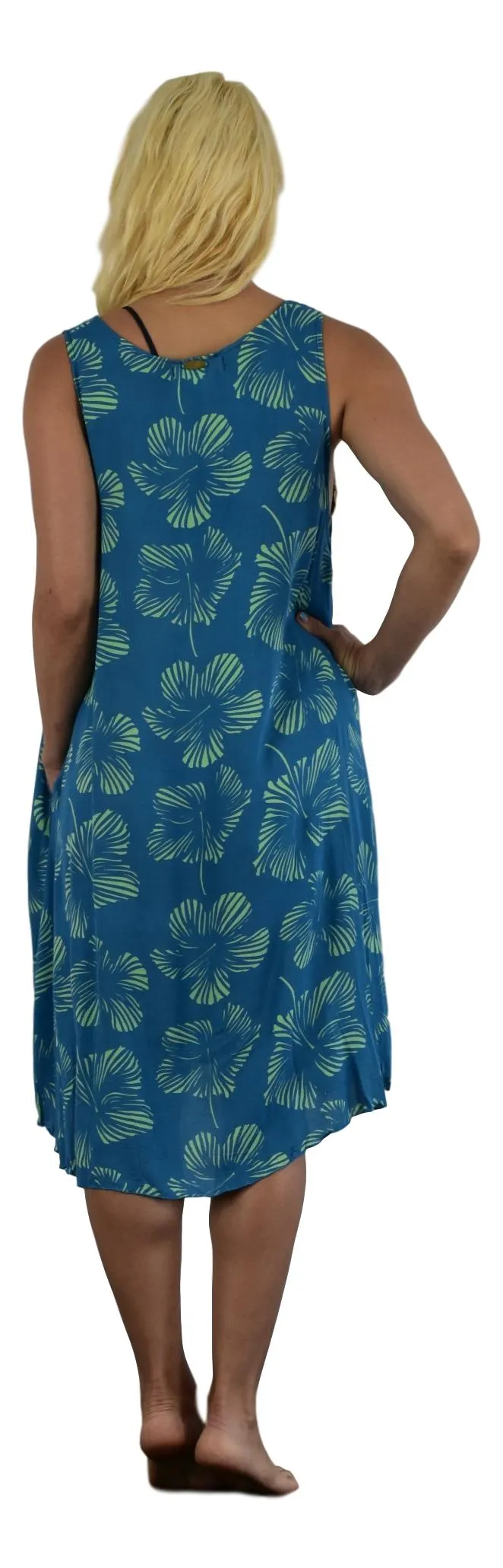 Secret Beach - Cabana Dress - New Hibiscus - Palace Blue / Nile Green