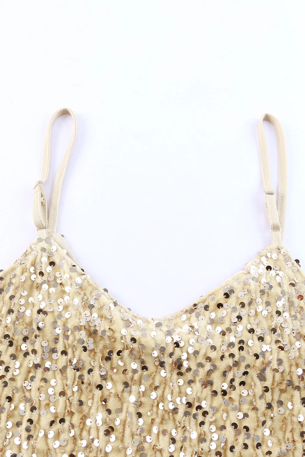 Sequin Adjustable Straps Tank Top