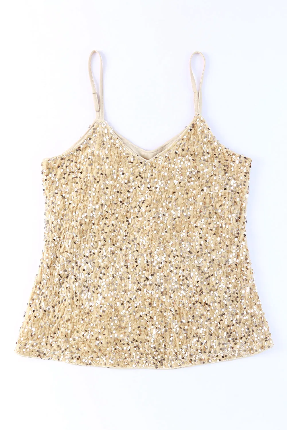 Sequin Adjustable Straps Tank Top