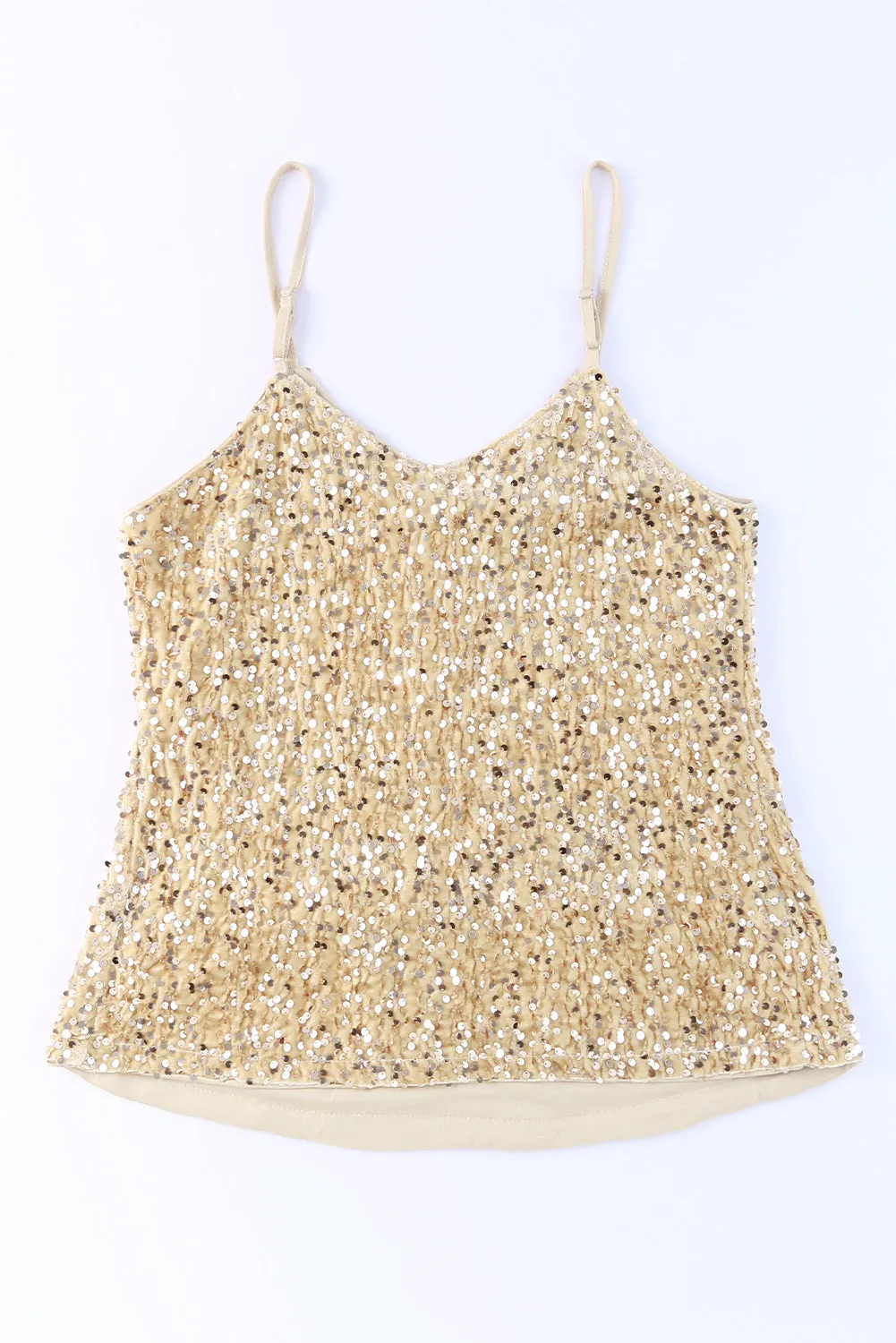 Sequin Adjustable Straps Tank Top