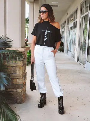Shining Line White Joggers