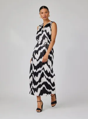 Sleevless Ikat Print Maxi Dress