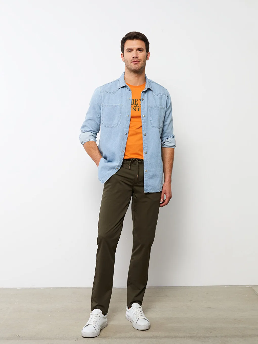 Slim Fit Gabardine Men's Chino Trousers