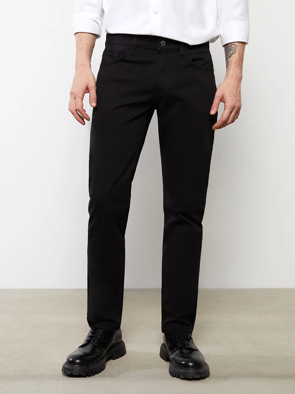 Slim Fit Gabardine Men's Chino Trousers