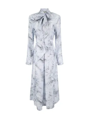 Stella McCartney Feather Print Tie Dress in Cloud