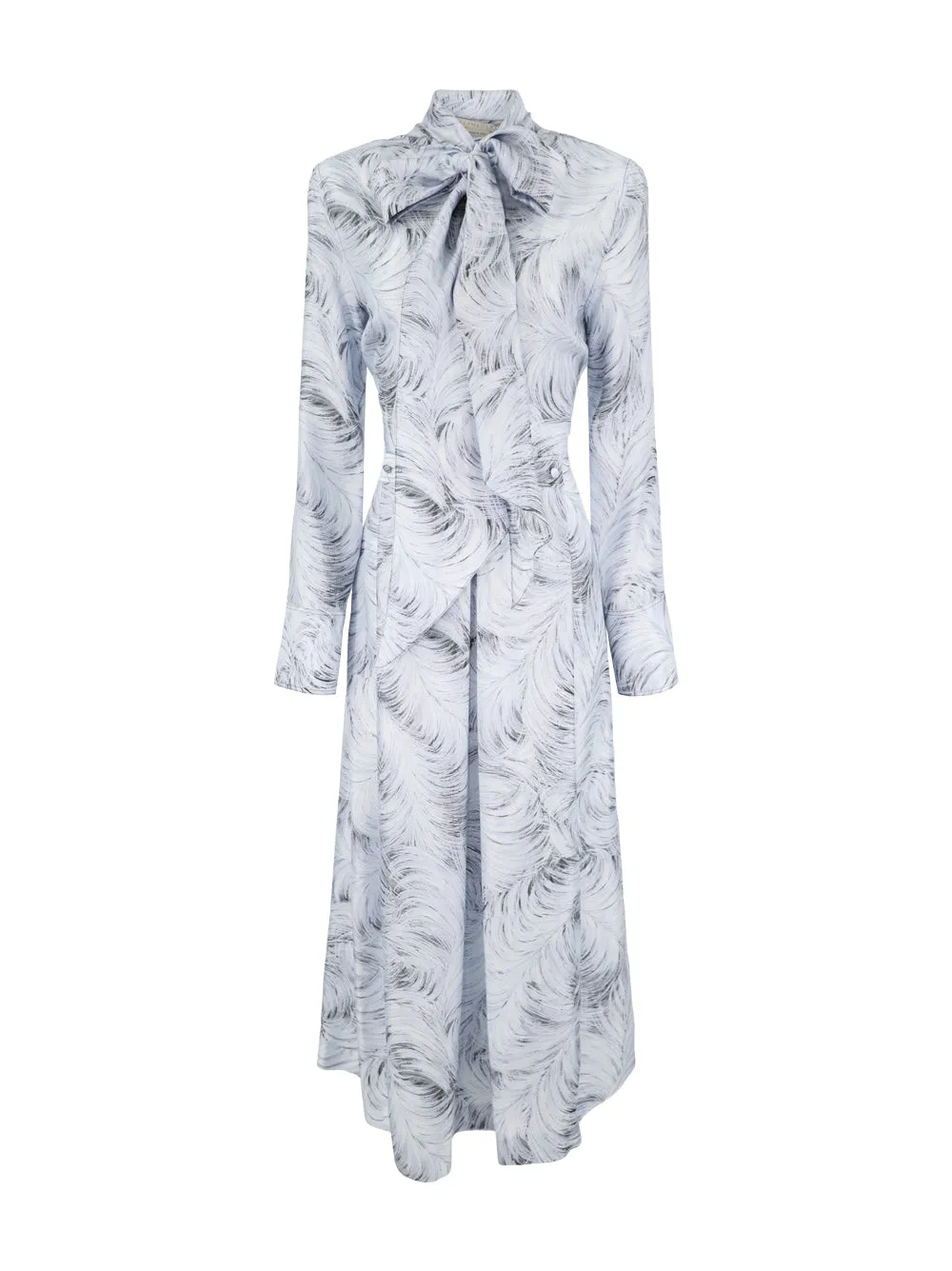 Stella McCartney Feather Print Tie Dress in Cloud