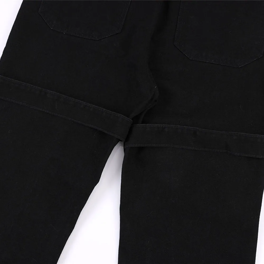 Street Rivet Bandage Belted Straight Jeans