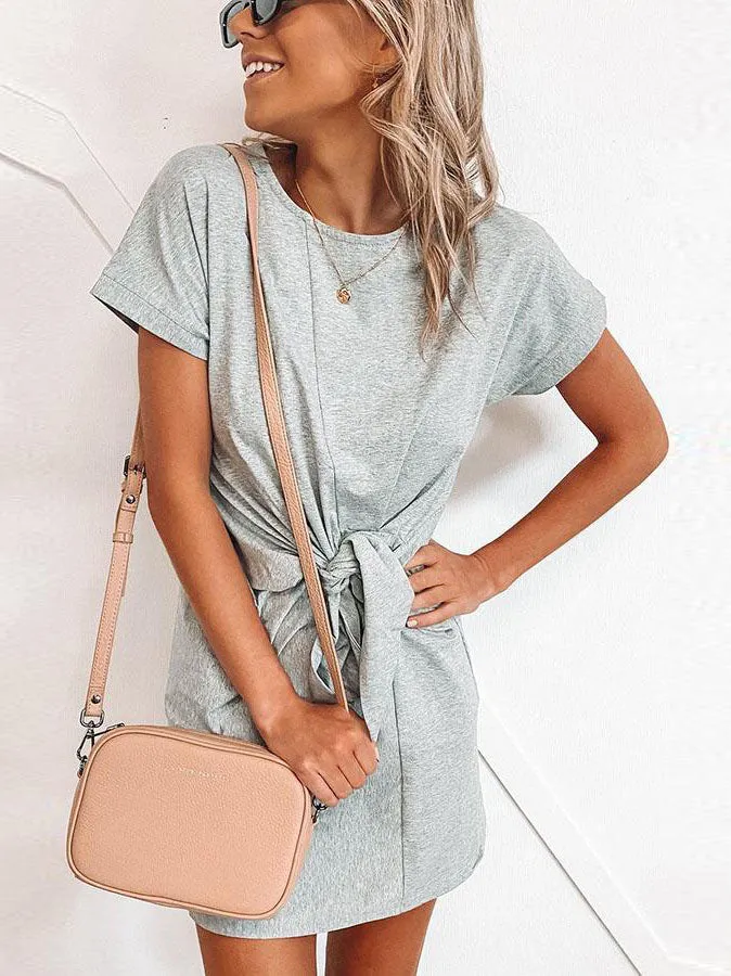 Stunncal Short-sleeved Cotton Blend Dress