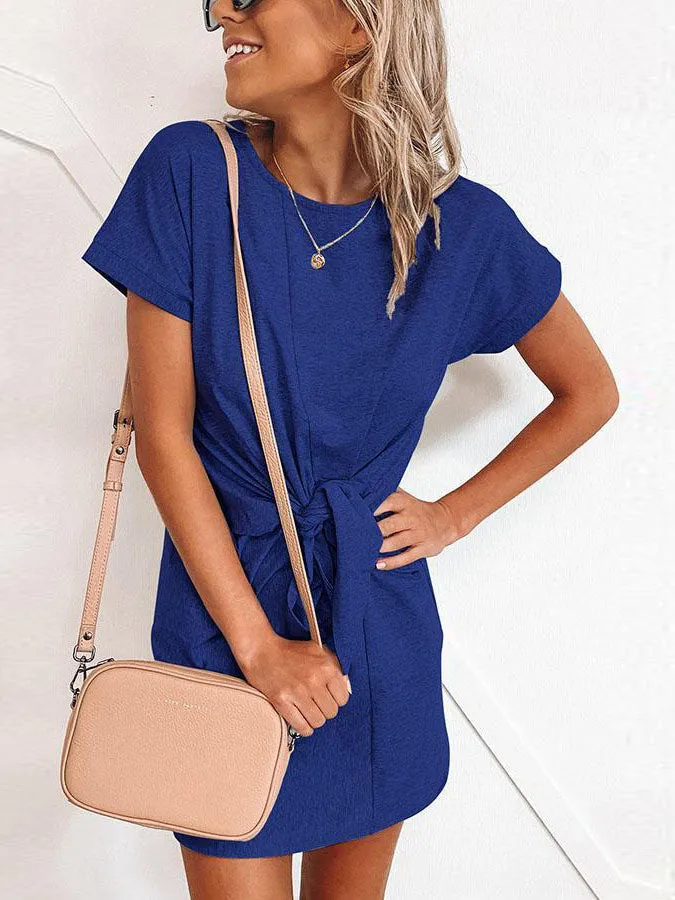 Stunncal Short-sleeved Cotton Blend Dress