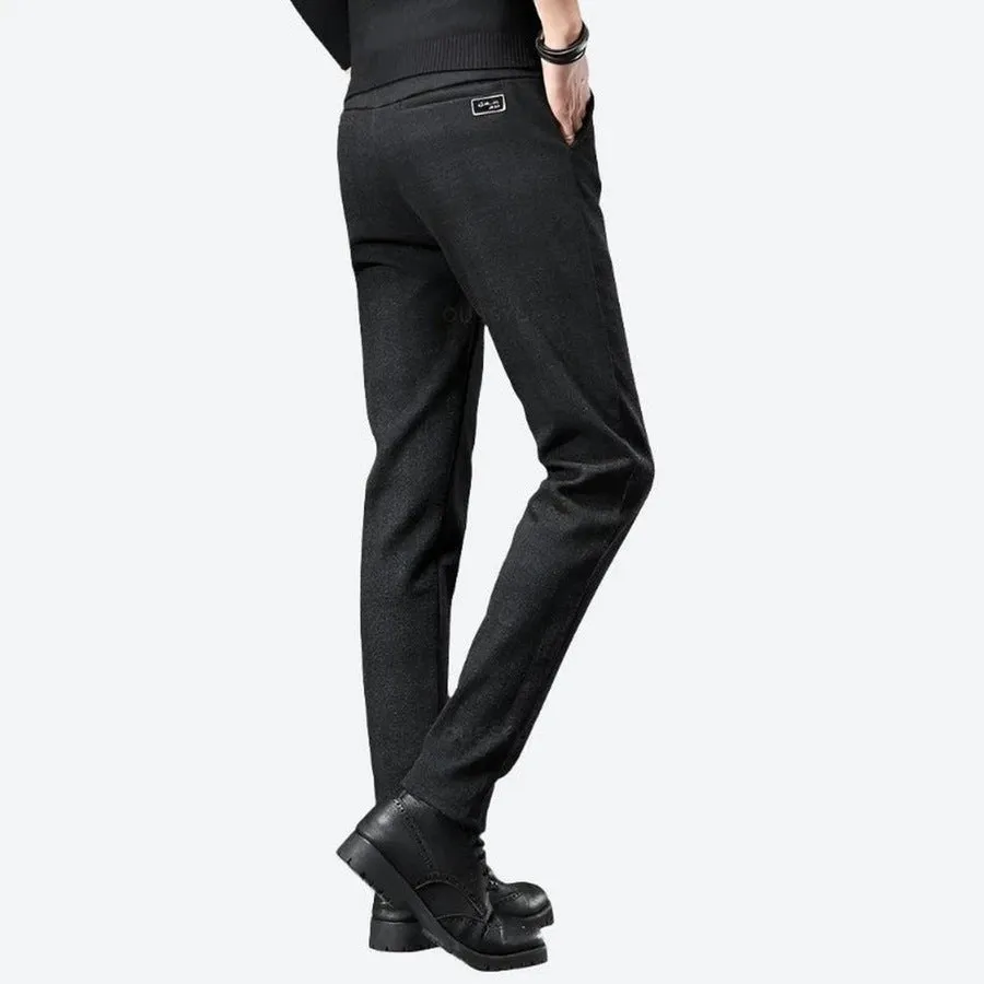 Stylish Slim-Fit Plaid Pattern Pants