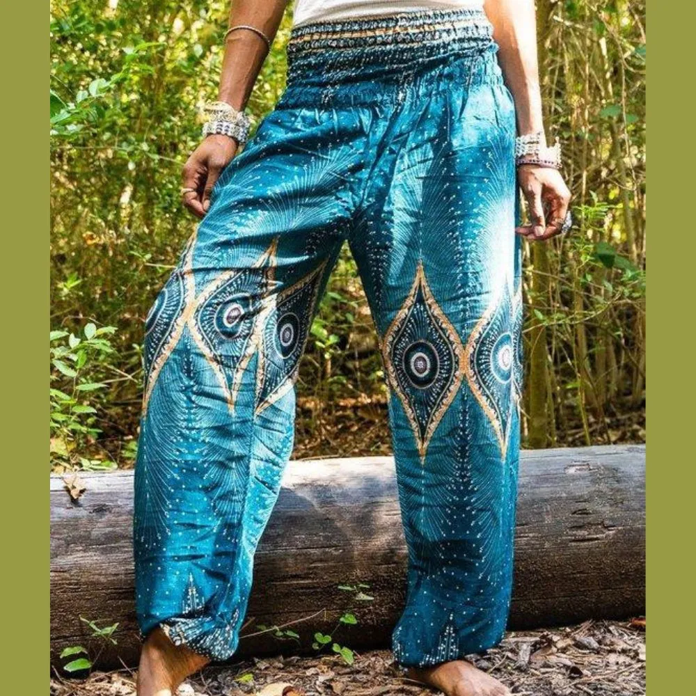 Teal Peacock Women Boho Pants