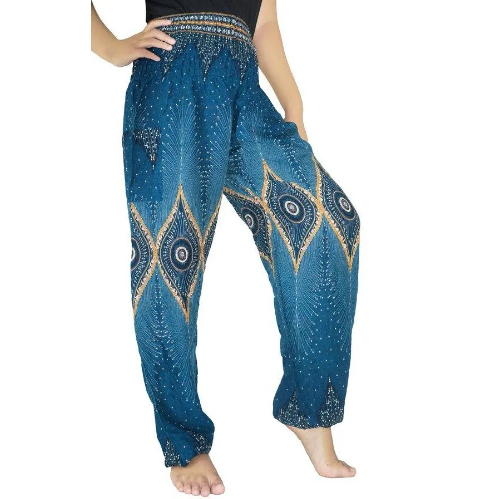 Teal Peacock Women Boho Pants