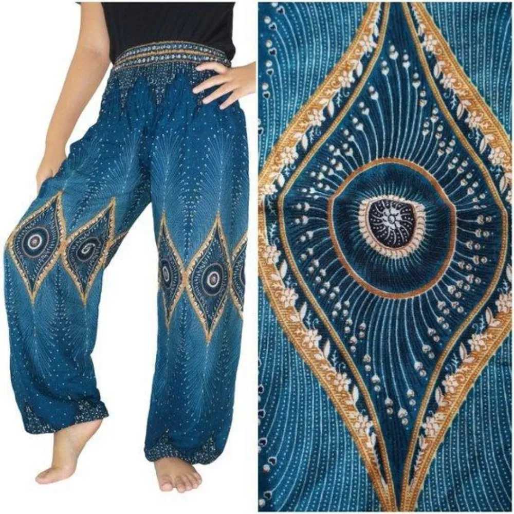 Teal Peacock Women Boho Pants