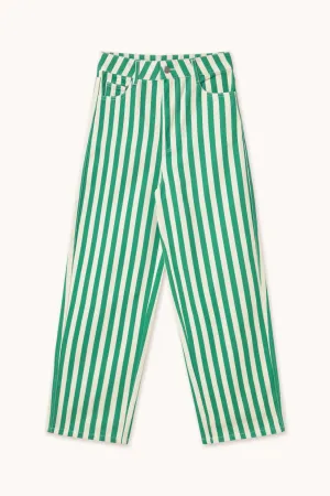 The Tiny Big Sister Striped Berta Long Denim Pants - Off-White/Emerald