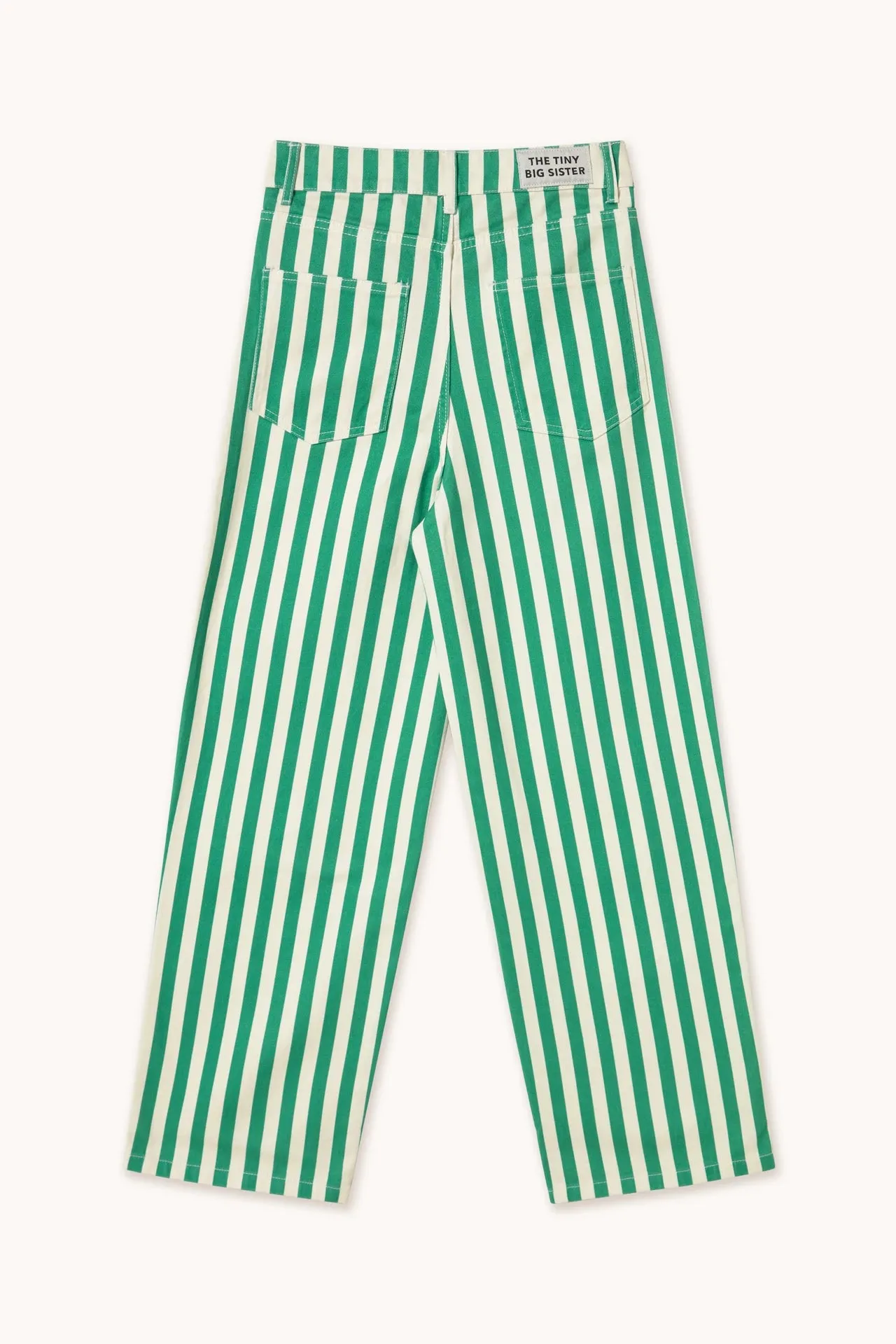 The Tiny Big Sister Striped Berta Long Denim Pants - Off-White/Emerald