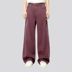 Trendy slouchy fashion high-rise men's jeans