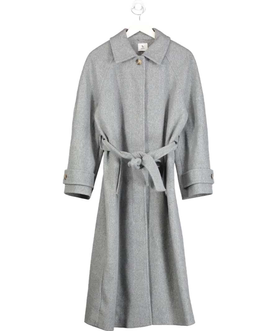 TU Grey Wool Look Belted Coat UK 10