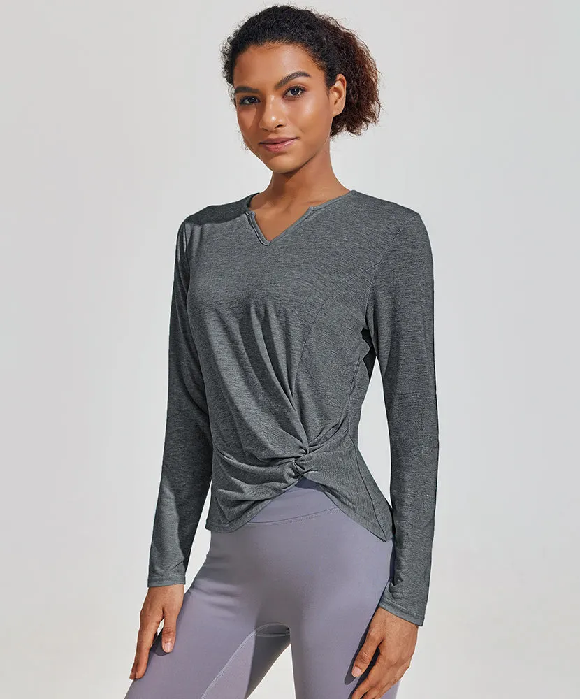 Twist Front Long-Sleeve T-shirt