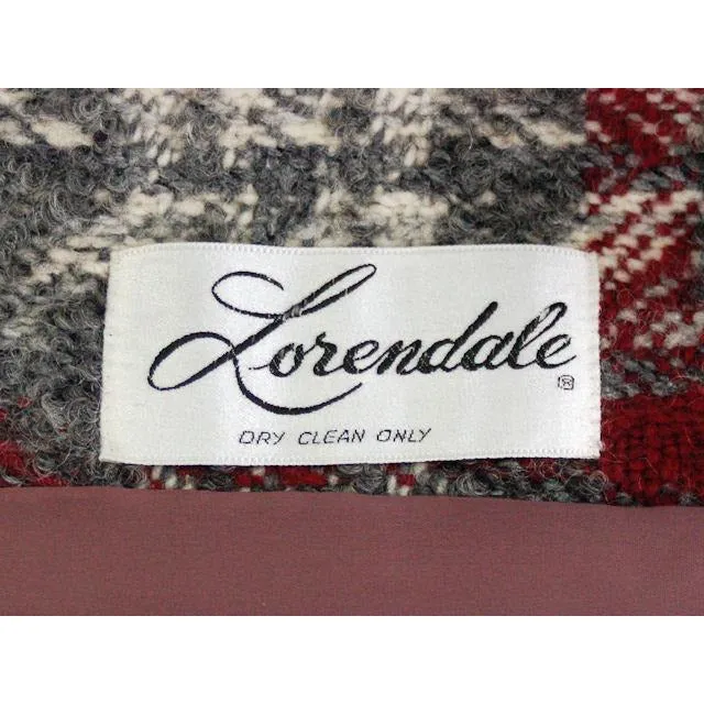 Vintage Ladies Wool Coat Gray & Red Plaid 1970 Classic Style 36 Bust