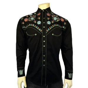 Vintage Western Shirt Collection: Rockmount Agave Cactus Floral Black