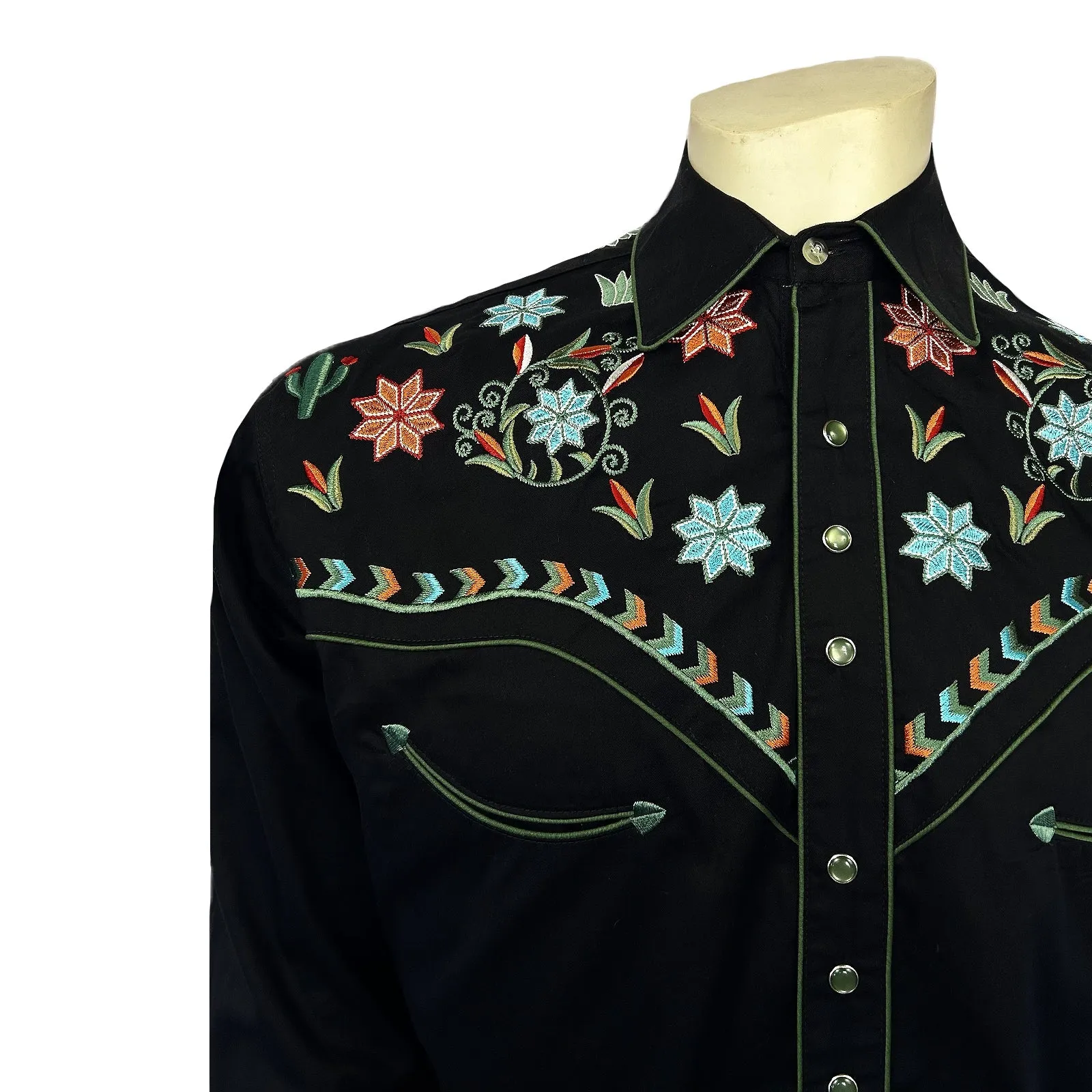 Vintage Western Shirt Collection: Rockmount Agave Cactus Floral Black