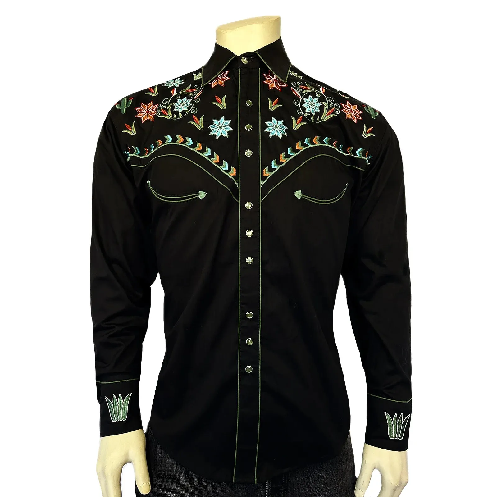 Vintage Western Shirt Collection: Rockmount Agave Cactus Floral Black
