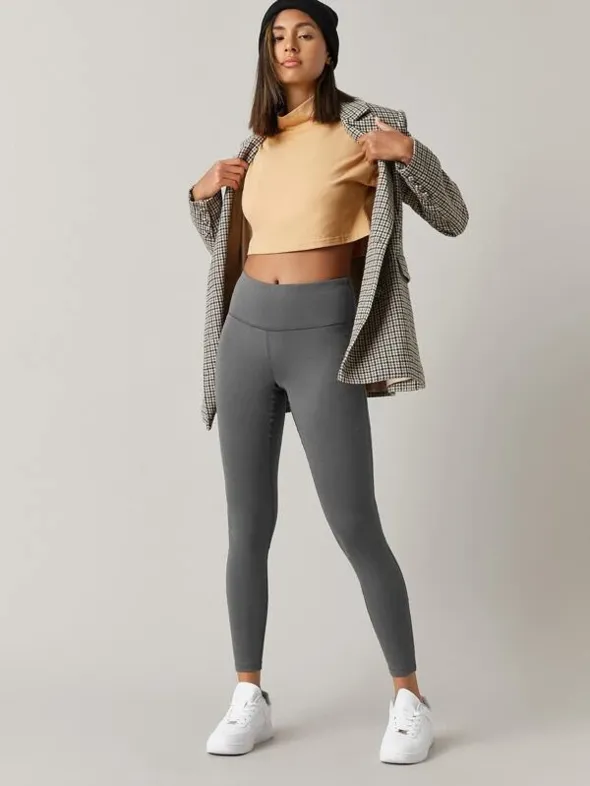Vinyasa Wide Waistband Leggings - Dark Grey