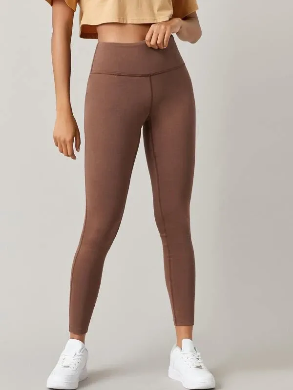 Vinyasa Wide Waistband Leggings - Rust Brown
