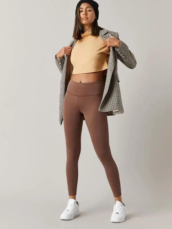 Vinyasa Wide Waistband Leggings - Rust Brown