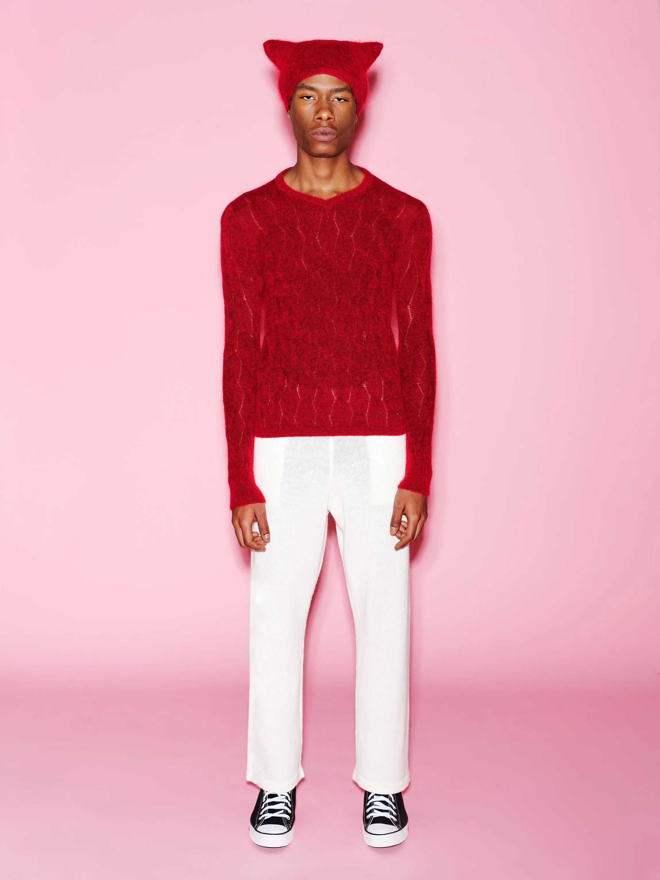 VIOLET GETTY - UNISEX V-NECK LONG SLEEVE - MOHAIR BLEND