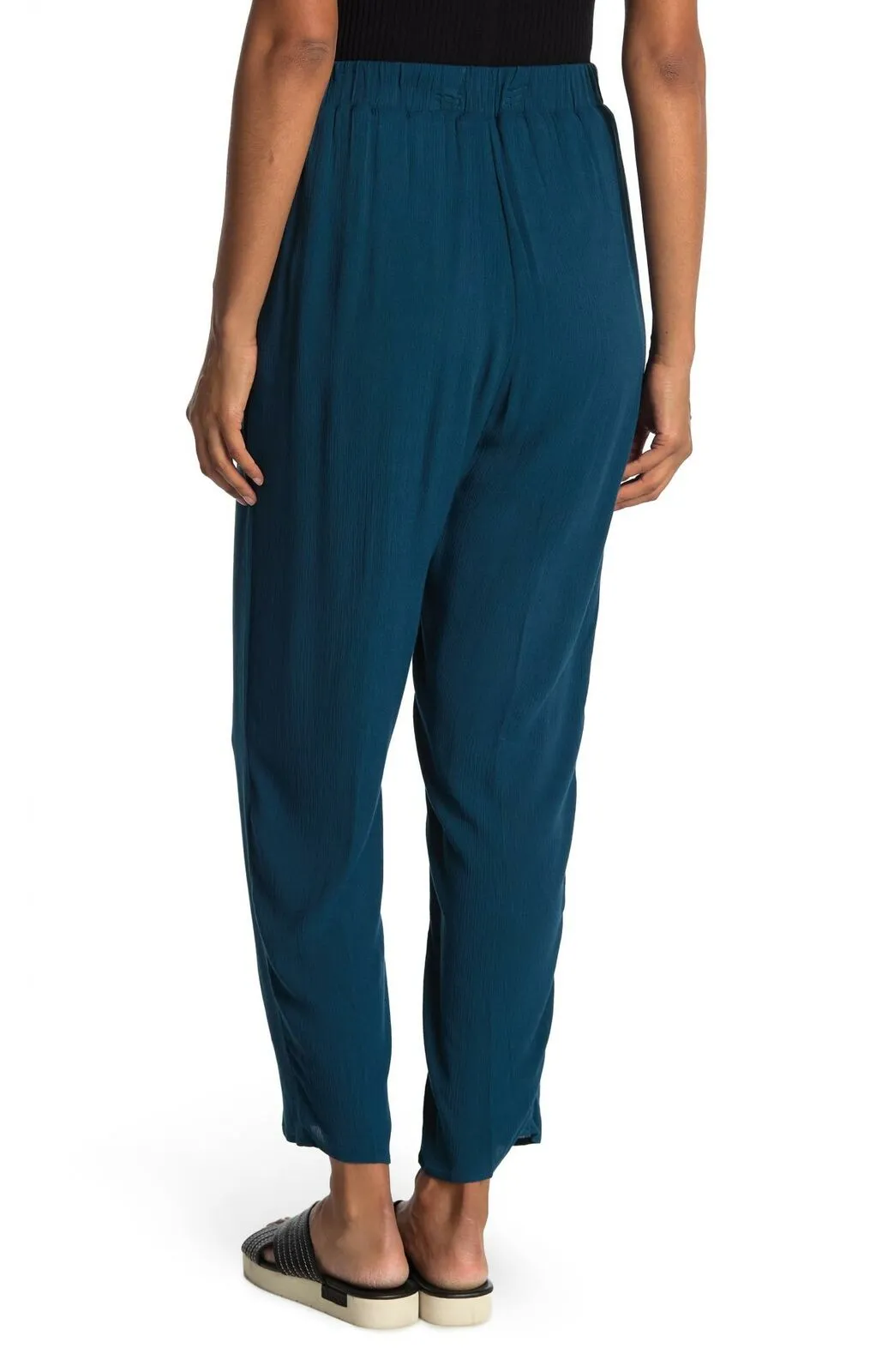 West Kei Plus Size Tua Pull-On Slim Gauze Pants Teal Blue Green 2X