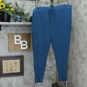 West Kei Plus Size Tua Pull-On Slim Gauze Pants Teal Blue Green 2X