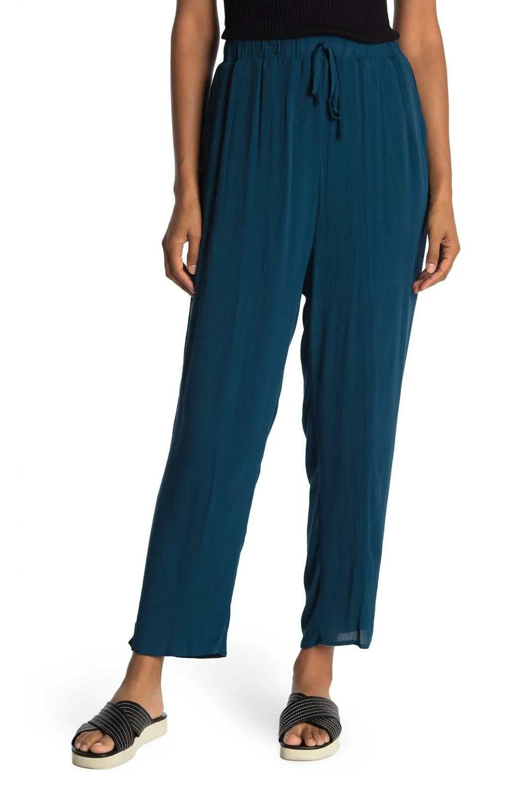 West Kei Plus Size Tua Pull-On Slim Gauze Pants Teal Blue Green 2X