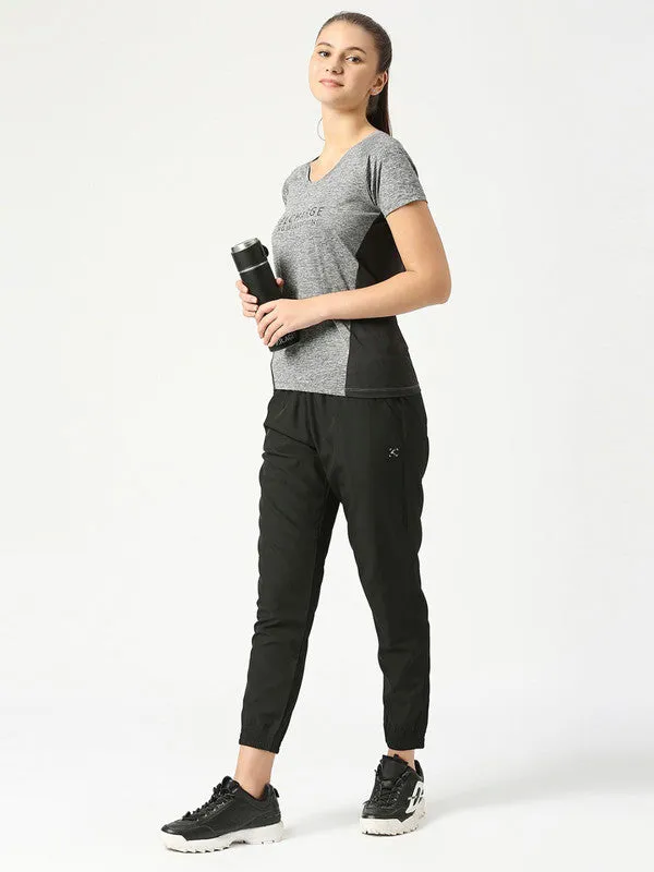 Women Black Solid Joggers Pant- GROOVER-BK