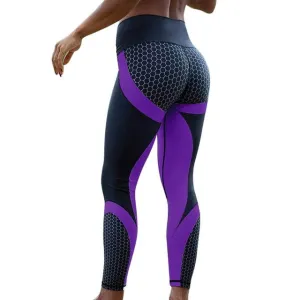 Women Leggings Mesh Print Pants fitness Workout Sports