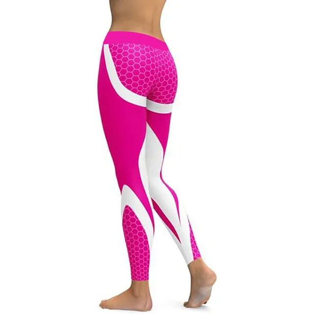Women Leggings Mesh Print Pants fitness Workout Sports