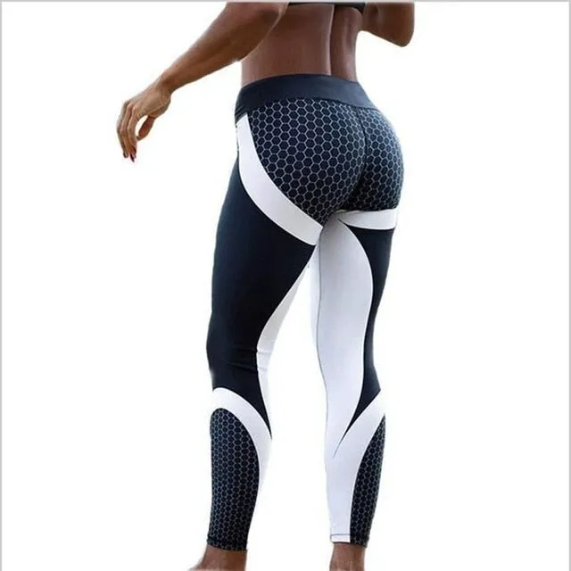 Women Leggings Mesh Print Pants fitness Workout Sports