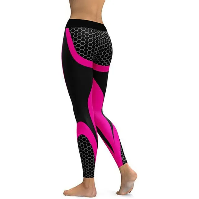 Women Leggings Mesh Print Pants fitness Workout Sports