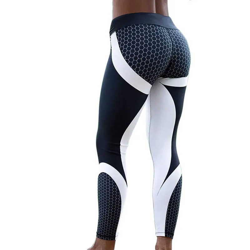 Women Leggings Mesh Print Pants fitness Workout Sports