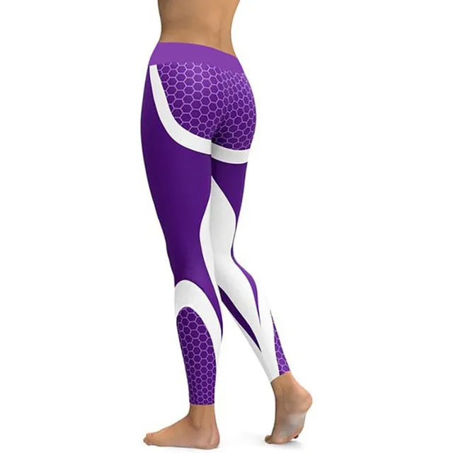 Women Leggings Mesh Print Pants fitness Workout Sports