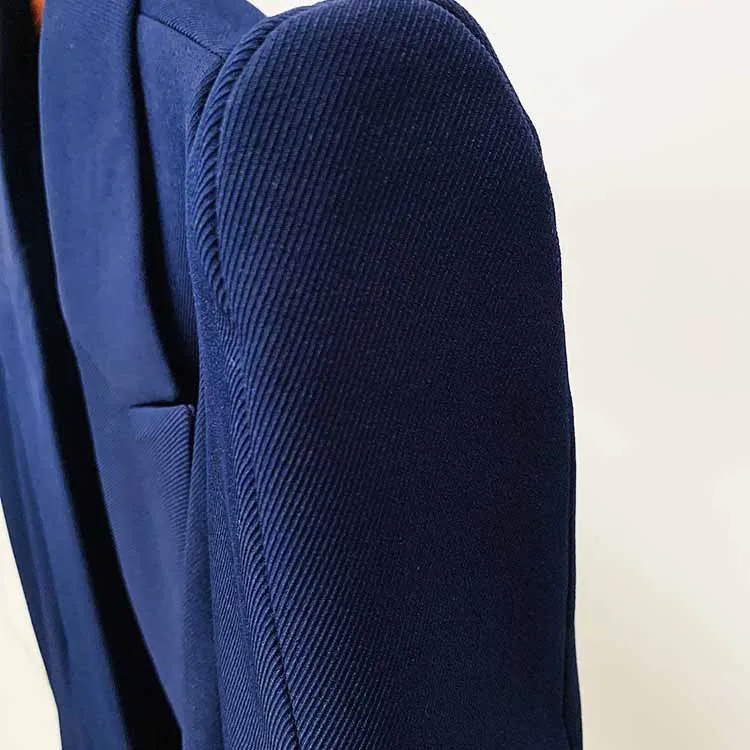 Women's Dark Blue Pantsuit Blazer  Puff Sleeves Oversize Suit Fashion Pantsuit