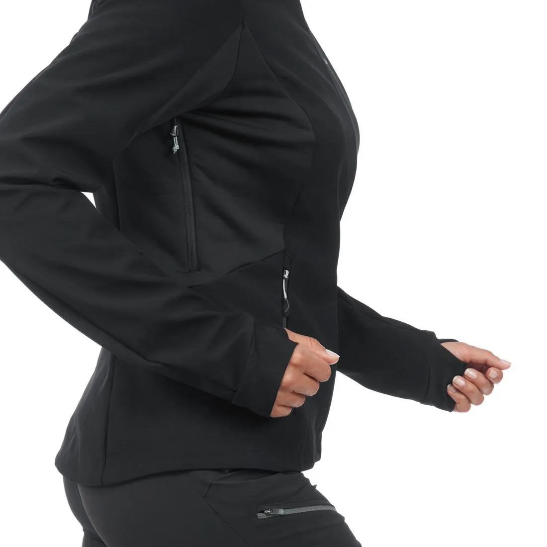 Women's Mountain Trekking Softshell TREK 500 WINDWARM - blue
