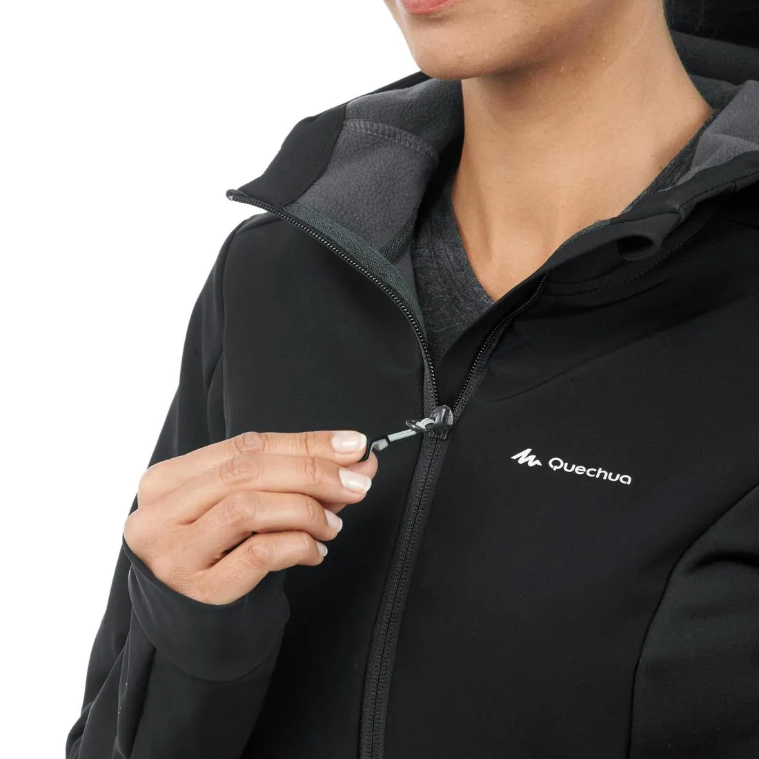 Women's Mountain Trekking Softshell TREK 500 WINDWARM - blue