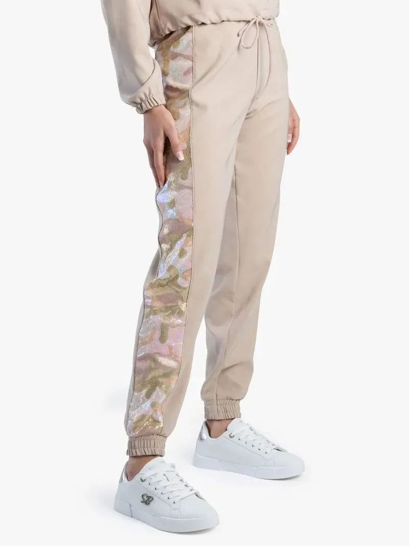 Women's Sissy Boy Beige Tracksuit With Side Inset Pants
