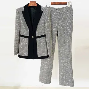 Women's Suit Trousers With Check Pattern Fashion Two PIeces Pansuits